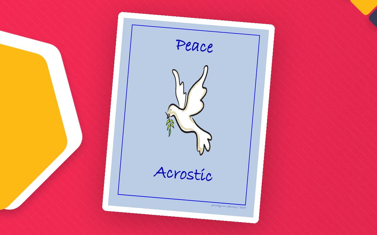 An educational teaching resource from Journeys In Learning entitled Peace Acrostic - FREEBIE downloadable at Teach Simple.