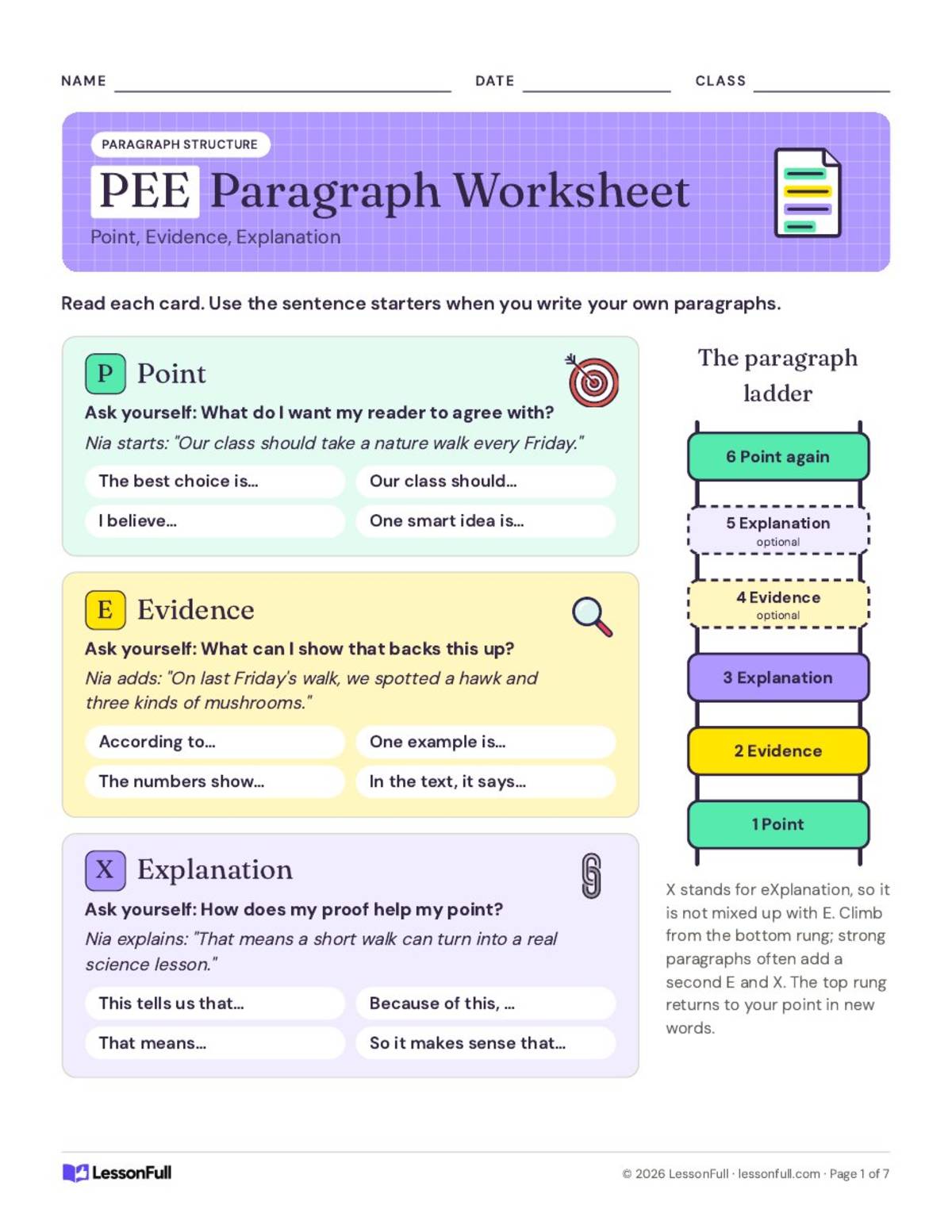 PEE Paragraphs – Point, Evidence, Explanation Format preview