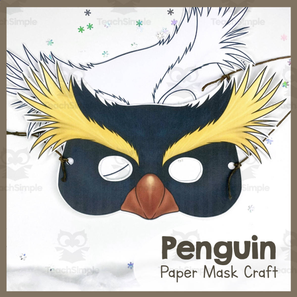 An educational teaching resource from Simply Schoolgirl entitled Penguin Paper Mask – Animal Craft Project downloadable at Teach Simple.