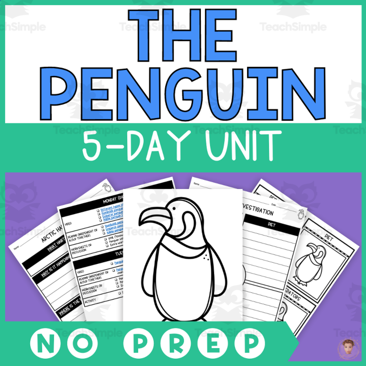 An educational teaching resource from Heather Huhman entitled Penguin Unit Study (Arctic Animals Lesson Plan, Videos, Activities) downloadable at Teach Simple.