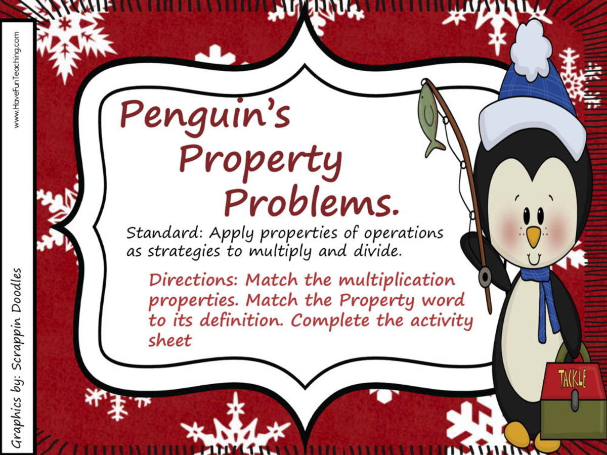 An educational teaching resource from Have Fun Teaching entitled Penguins Multiplication Division Properties Activity downloadable at Teach Simple.