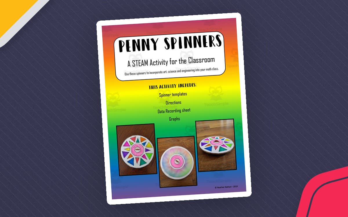 An educational teaching resource from O'Hoppy Day entitled Penny Spinners STEAM Activity with Spinner Template downloadable at Teach Simple.