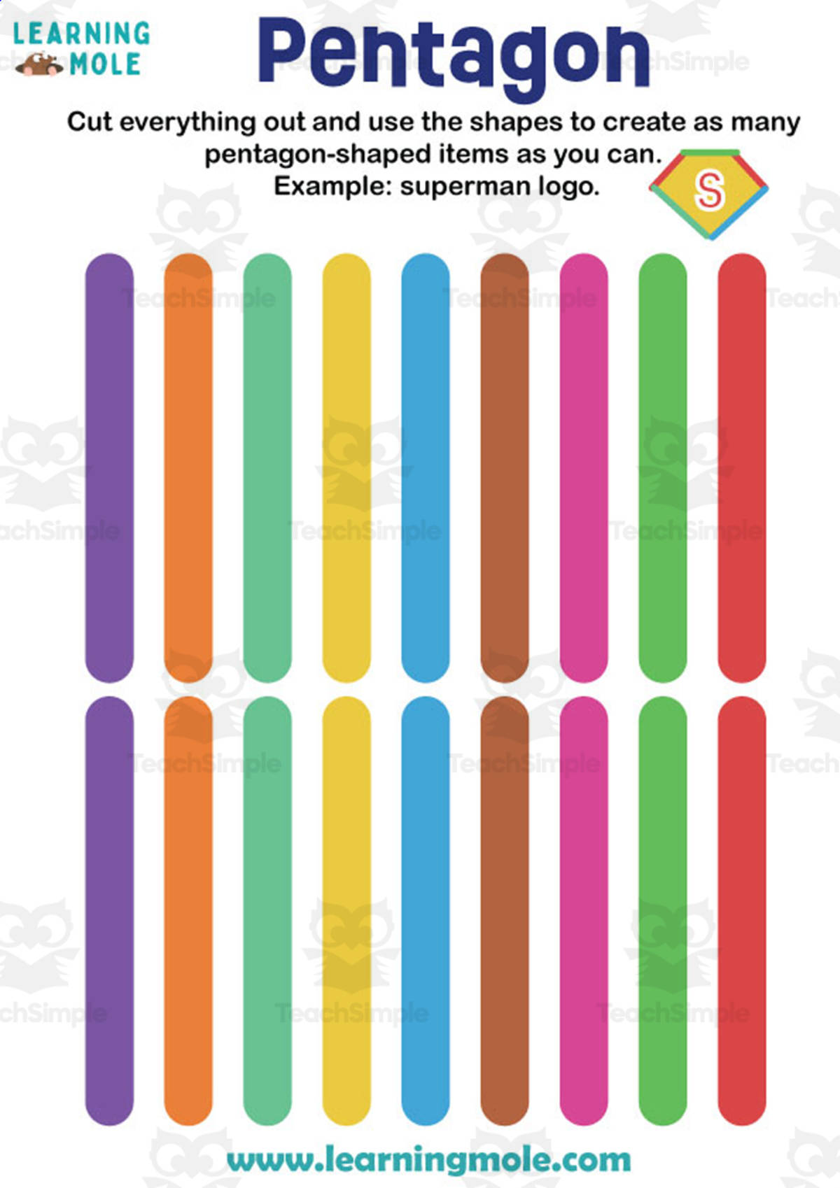 An educational teaching resource from Educational Voice entitled Pentagon Activity downloadable at Teach Simple.