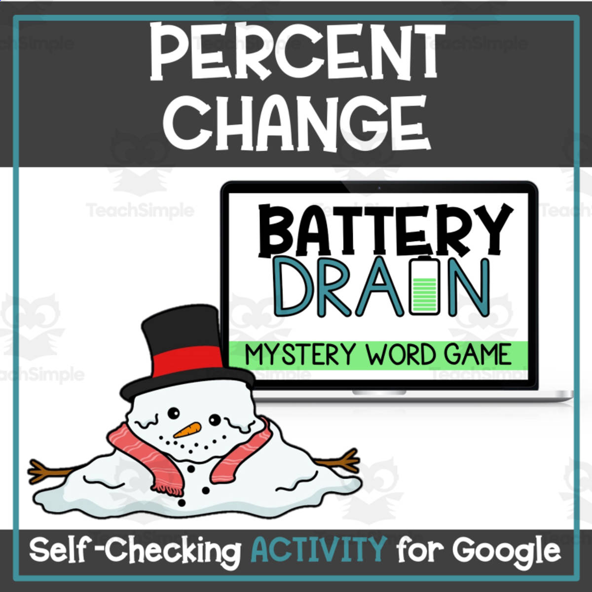 An educational teaching resource from Digitally Yours Shop entitled Percent Change Self-Checking Digital Holiday - Winter - Christmas Activity downloadable at Teach Simple.