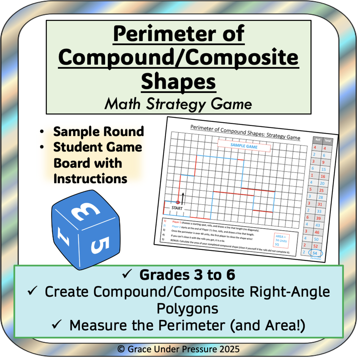 An educational teaching resource from Grace Under Pressure entitled Perimeter of Complex Compound or Composite Shapes: Math Geometry Game downloadable at Teach Simple.
