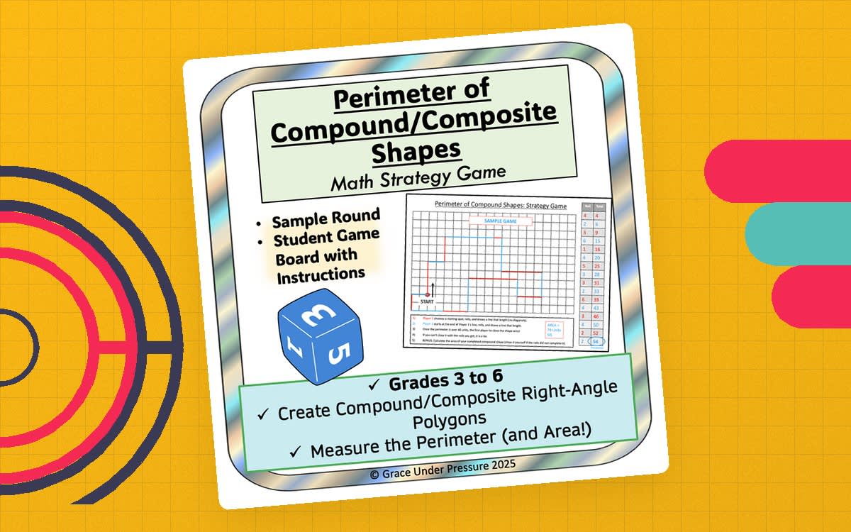 An educational teaching resource from Grace Under Pressure entitled Perimeter of Complex Compound or Composite Shapes: Math Geometry Game downloadable at Teach Simple.