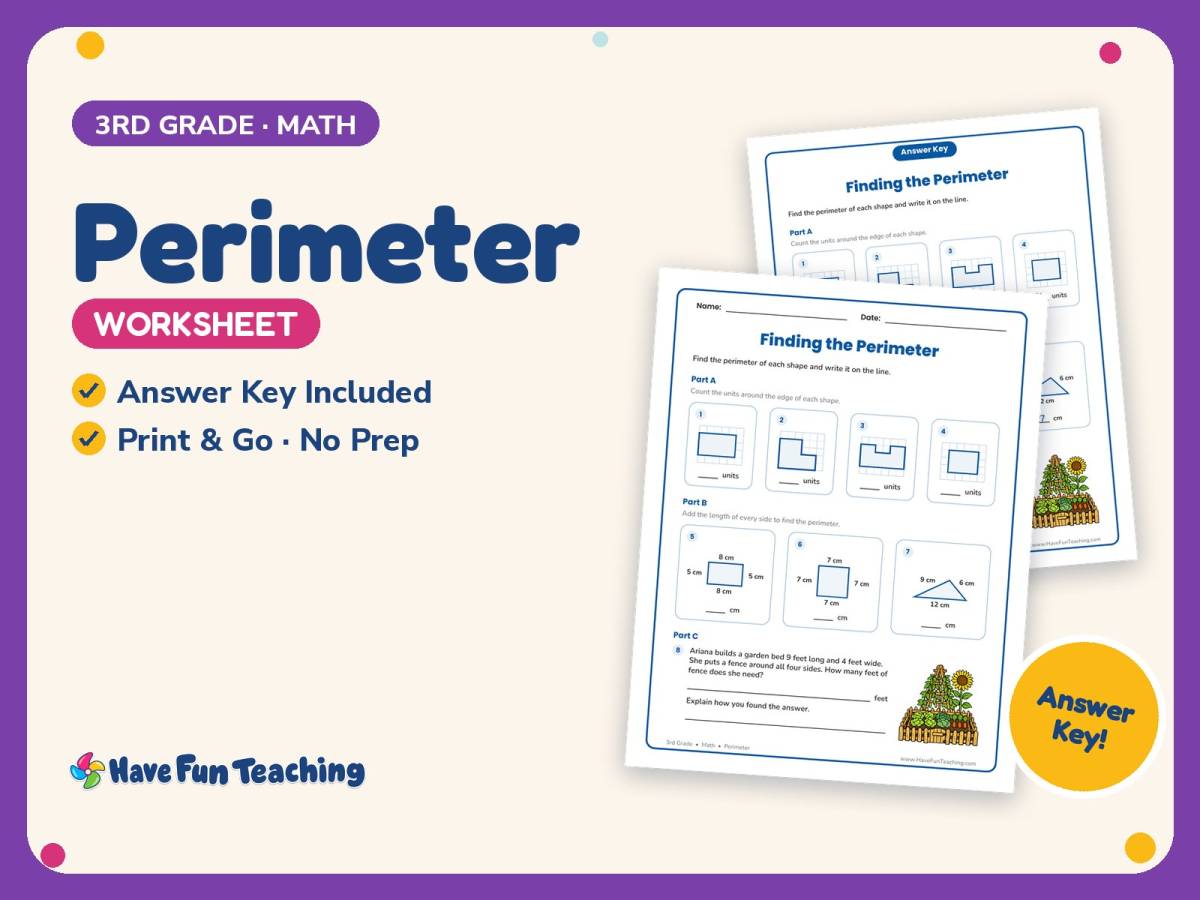 Perimeter Worksheet – 3rd Grade Geometry & Measurement Practice preview