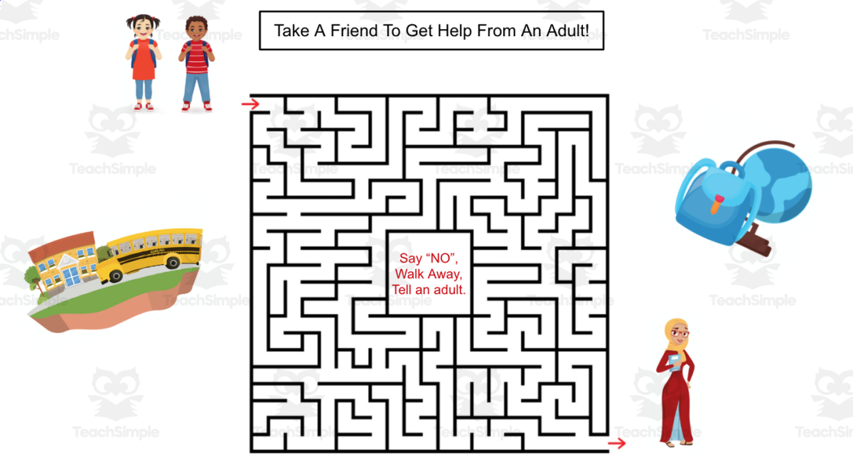 An educational teaching resource from Jennifer Moyer Taylor entitled Personal Safety Maze-FREE! downloadable at Teach Simple.
