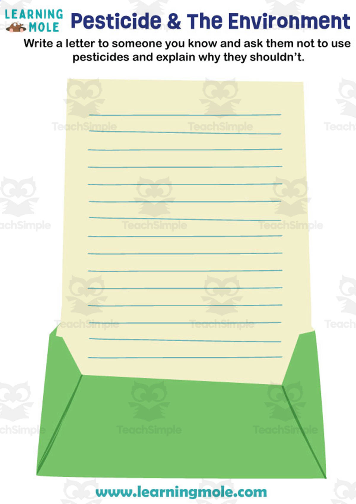 An educational teaching resource from Educational Voice entitled Pesticide & The Environment Activity downloadable at Teach Simple.