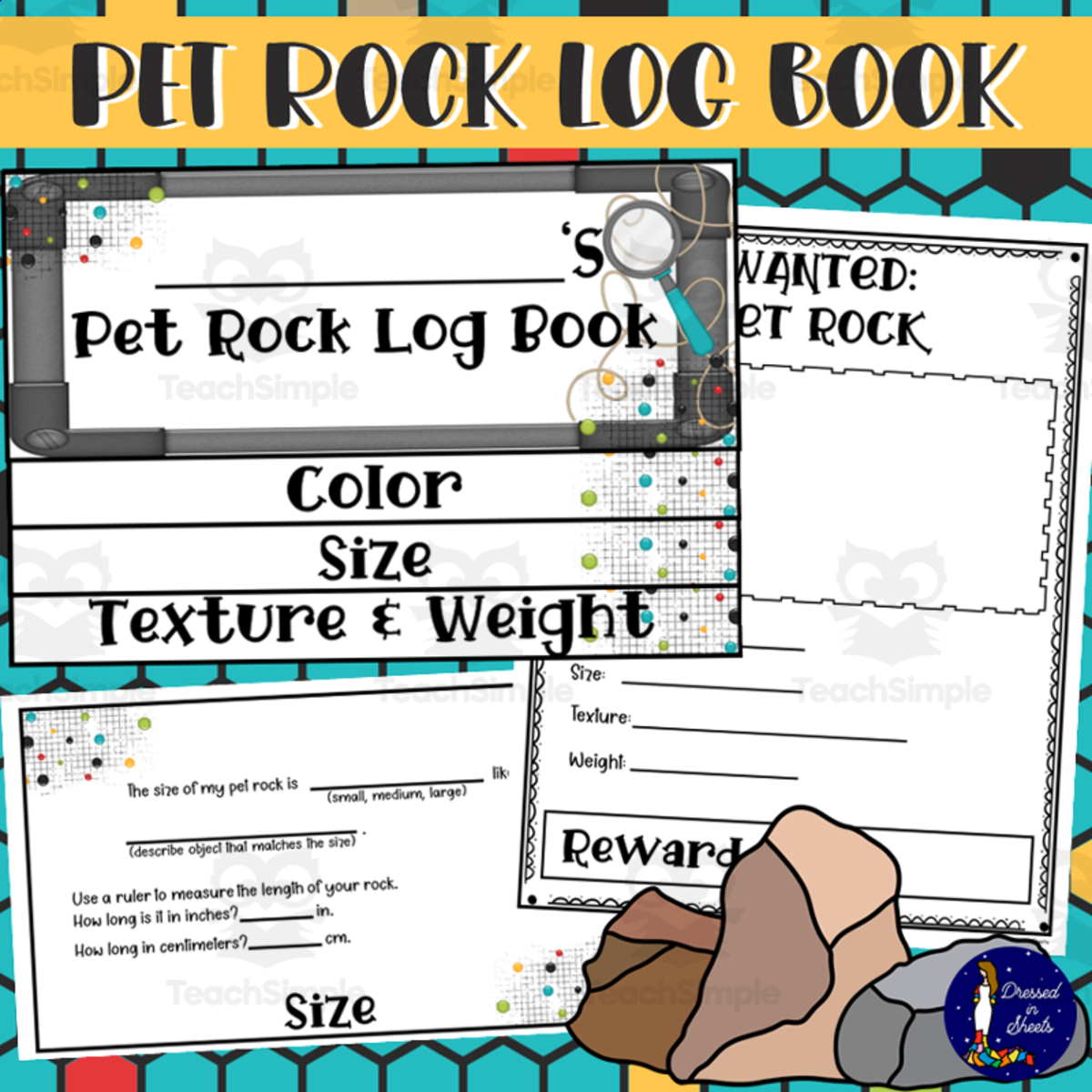 An educational teaching resource from Soumara Siddiqui entitled Pet Rock Log Book downloadable at Teach Simple.