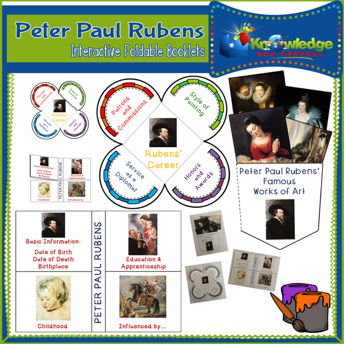 An educational teaching resource from Knowledge Box Central entitled Peter Paul Rubens Interactive Foldable Booklets - EBOOK downloadable at Teach Simple.