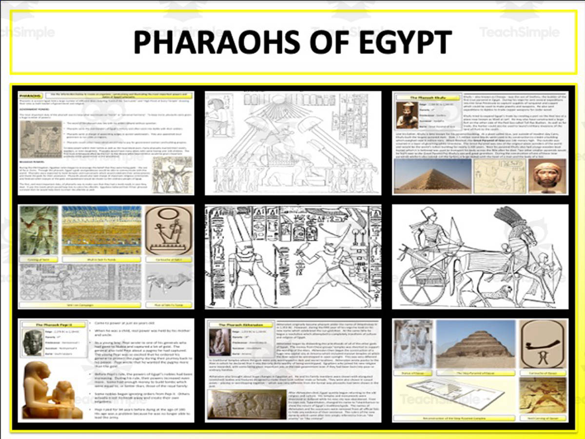 An educational teaching resource from Mr Gray History entitled Pharaohs of Ancient Egypt downloadable at Teach Simple.