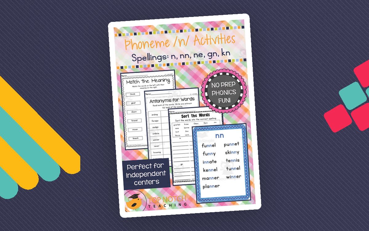 An educational teaching resource from Top Notch Teaching entitled Phoneme /n/ Activity Packet downloadable at Teach Simple.