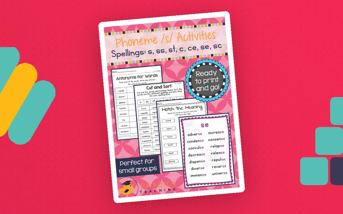 An educational teaching resource from Top Notch Teaching entitled Phoneme /s/ Activity Packet downloadable at Teach Simple.