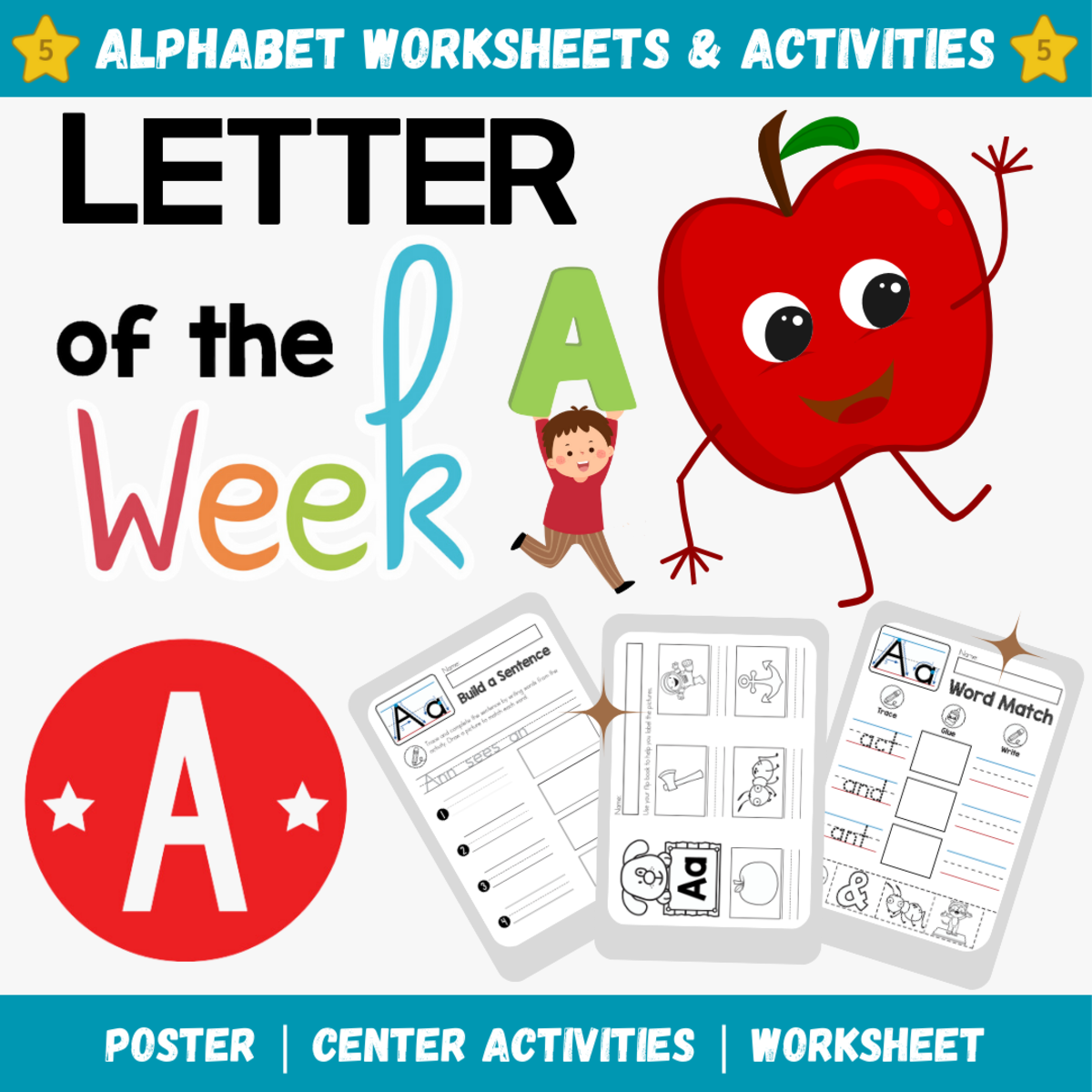 An educational teaching resource from Wazod entitled Phonic Letter of the Week A | Alphabet Worksheets & Activities downloadable at Teach Simple.