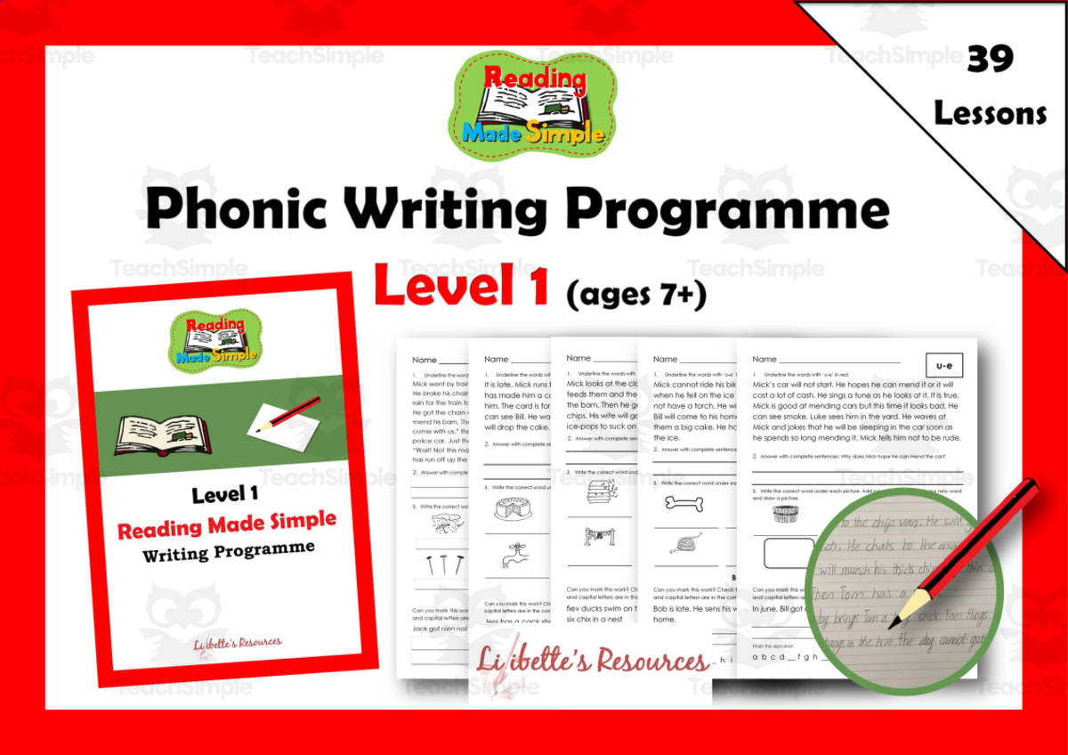 An educational teaching resource from Lilibette's Resources entitled Phonic Spelling Programme Level 1 Ages 7+ downloadable at Teach Simple.
