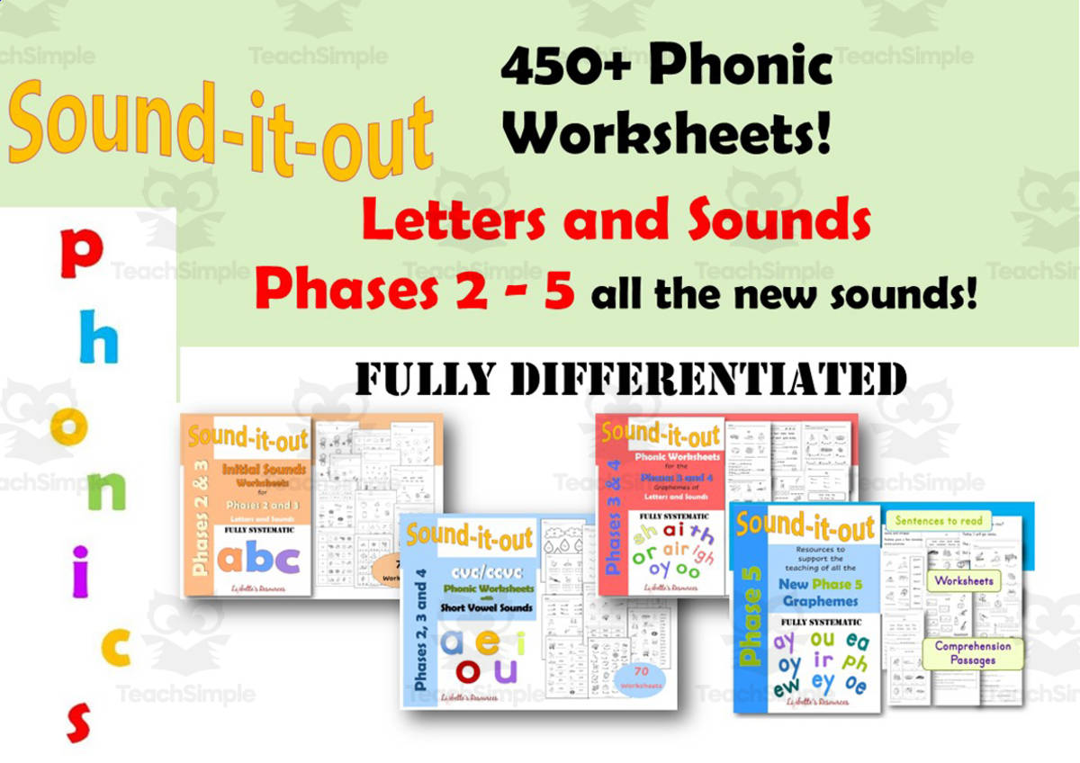 An educational teaching resource from Lilibette's Resources entitled Phonic Worksheets Phases 2, 3, 4 and 5 BUNDLE: Science of Reading downloadable at Teach Simple.