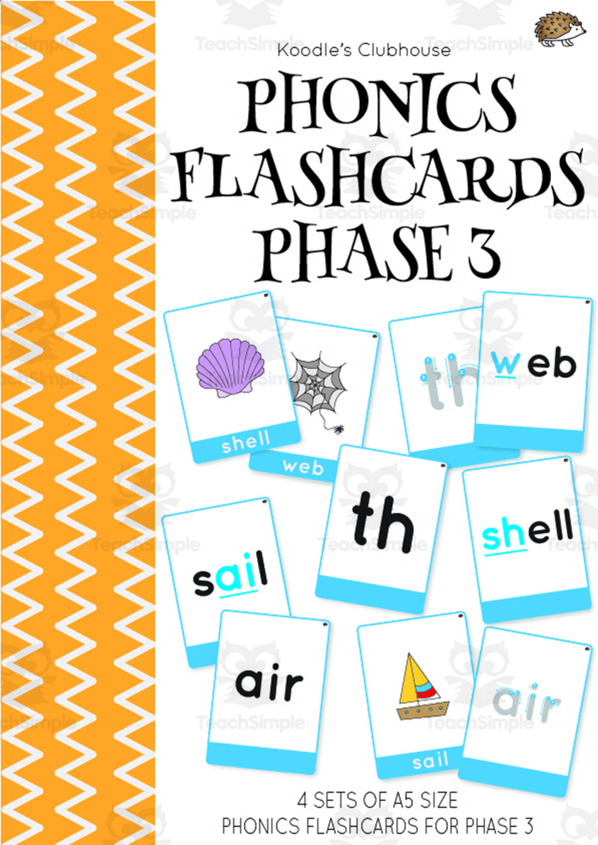 An educational teaching resource from Koodles Clubhouse entitled Phonics Flashcards Phase 3 downloadable at Teach Simple.