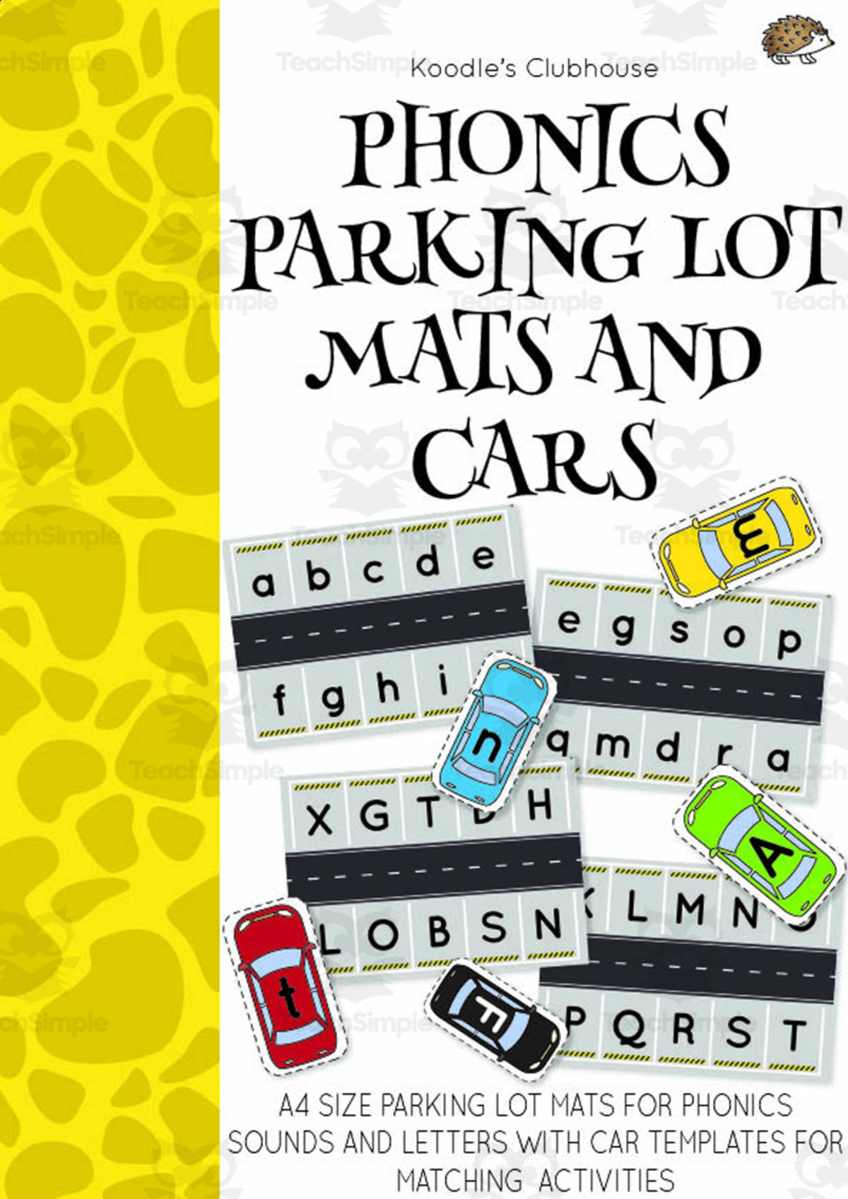 An educational teaching resource from Koodles Clubhouse entitled Phonics Parking lot Mats and Cars downloadable at Teach Simple.