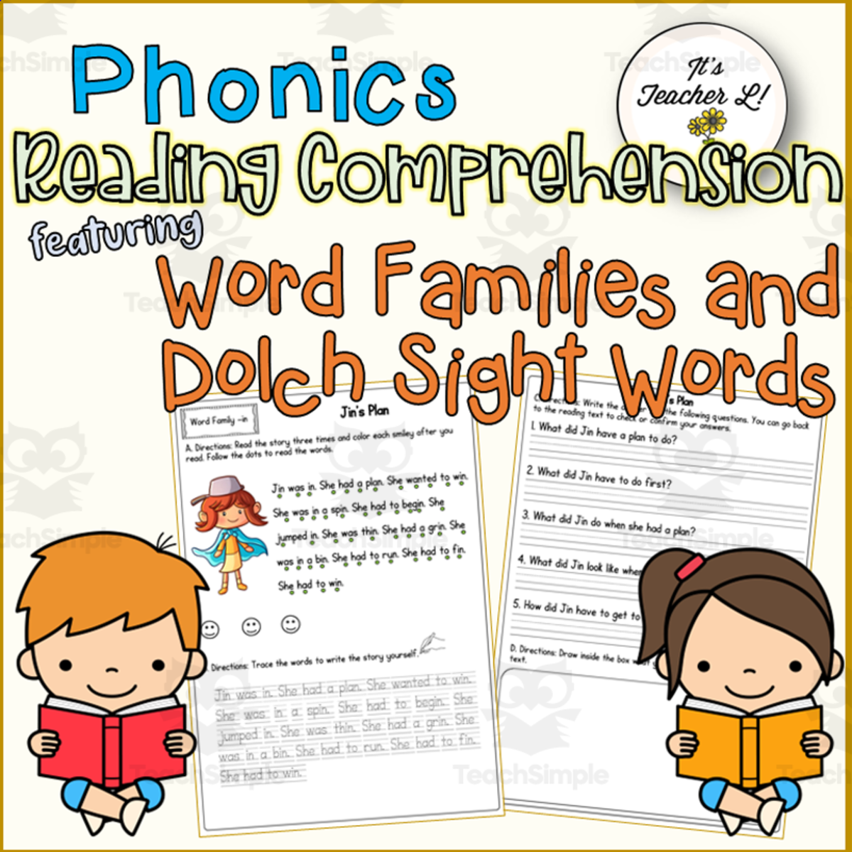 An educational teaching resource from It's Teacher L entitled Phonics Reading Comprehension with Word Families and Dolch Sight Words downloadable at Teach Simple.
