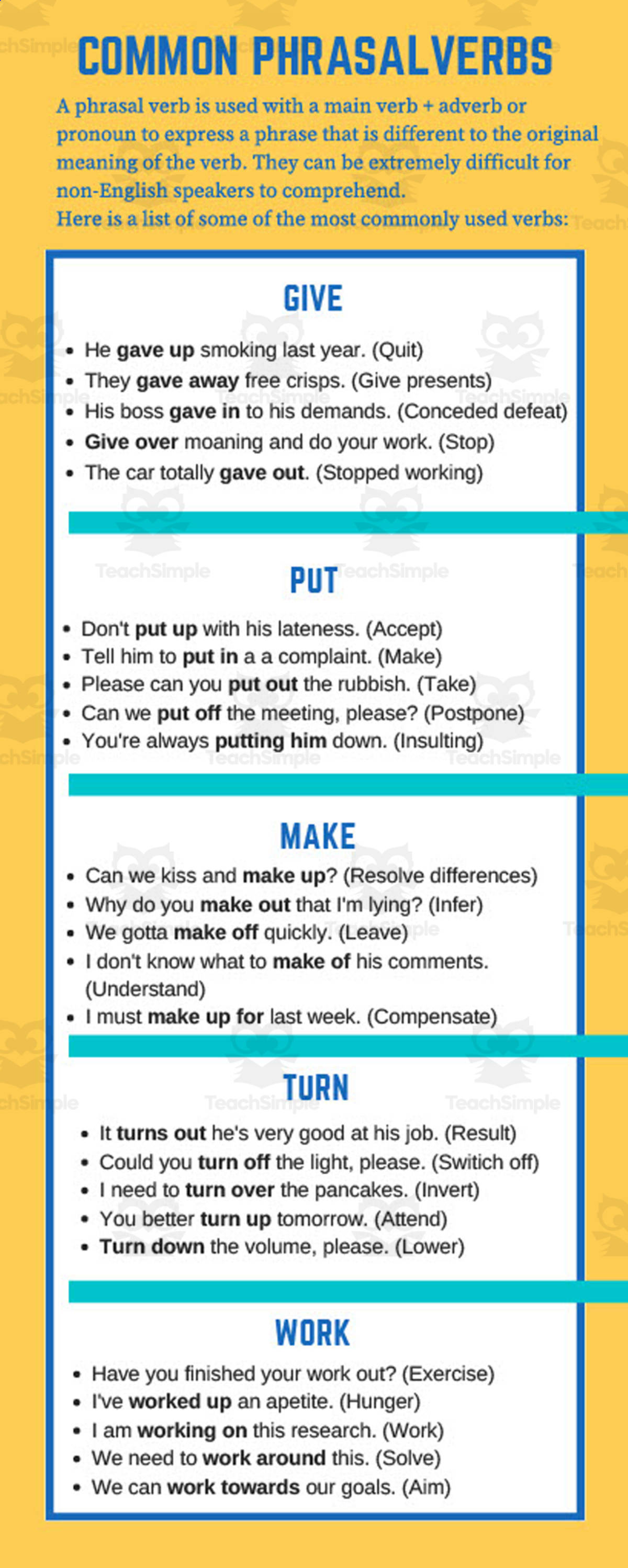 An educational teaching resource from TEAM TEFL entitled Phrasal Verbs | Intermediate Lesson Plan downloadable at Teach Simple.