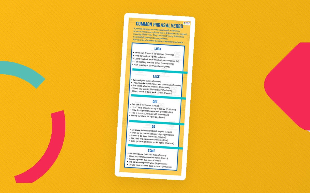 An educational teaching resource from TEAM TEFL entitled Phrasal Verbs Pre-Intermediate ESL ELA ELA Lesson Plan downloadable at Teach Simple.