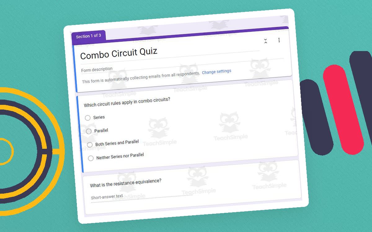 An educational teaching resource from Schrim's Chem entitled Physics Google Form Test: Combo Circuit downloadable at Teach Simple.
