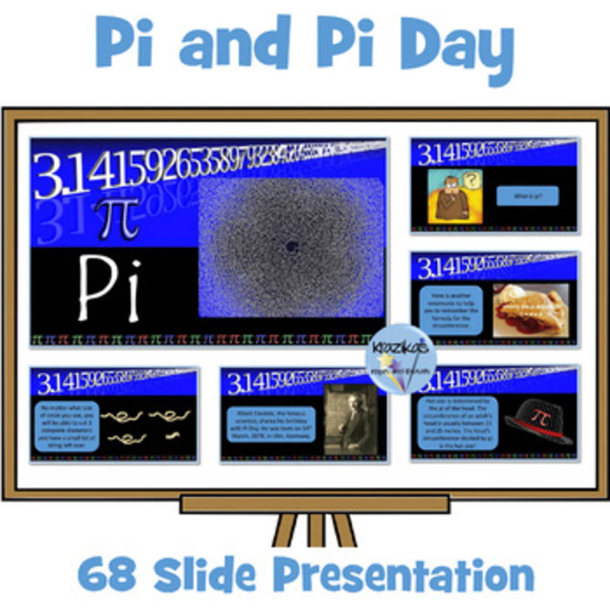 An educational teaching resource from Inspire and Educate By Krazikas entitled Pi and Pi Day PowerPoint Presentation downloadable at Teach Simple.