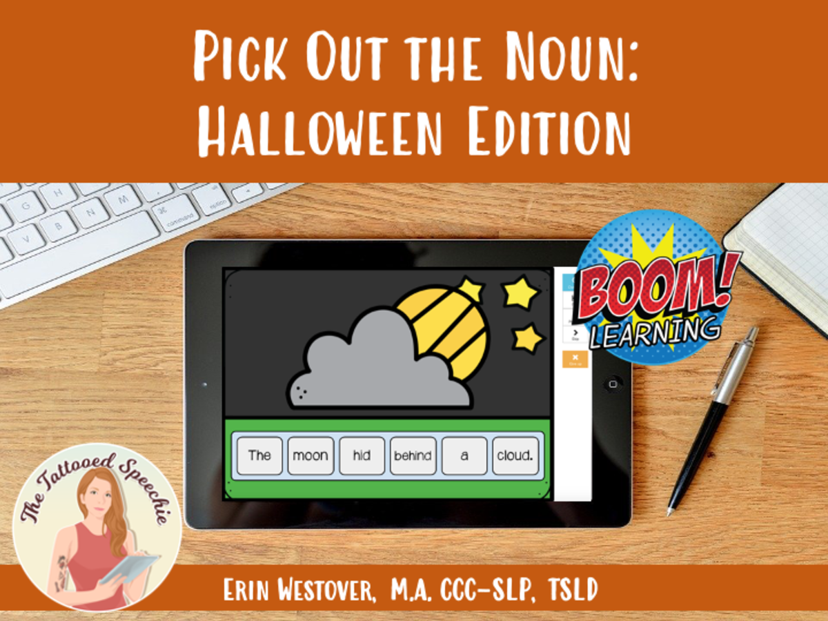 An educational teaching resource from The Tattooed Speechie entitled Pick Out The Noun: Halloween Edition - BOOM Cards downloadable at Teach Simple.