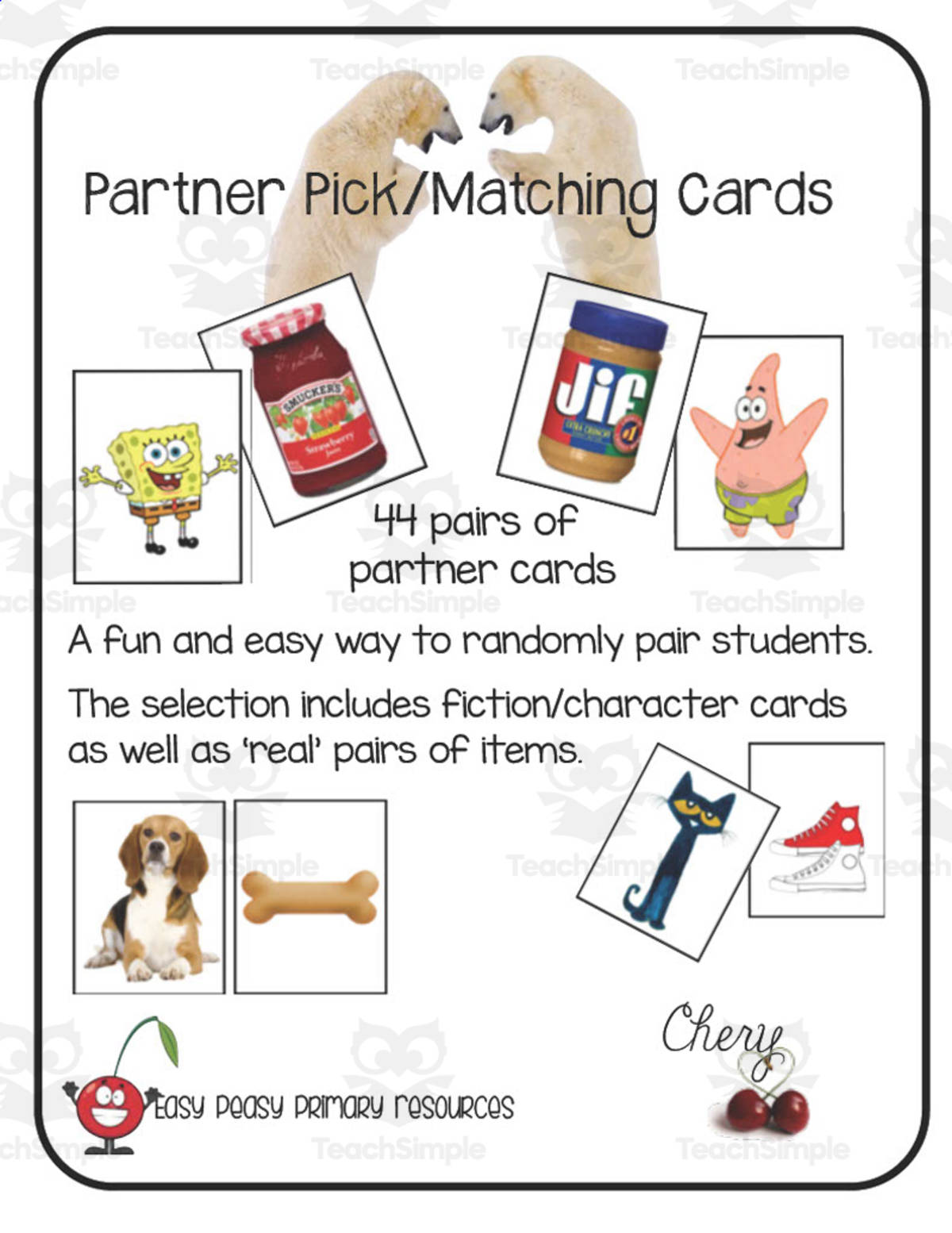 An educational teaching resource from Easy Peasy Primary Resources entitled Picking Partners Card Set downloadable at Teach Simple.