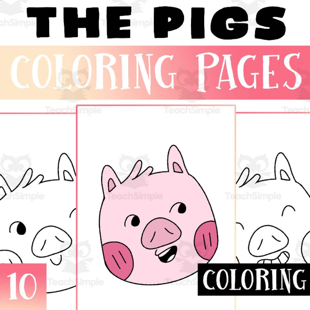 An educational teaching resource from Lapiiin Art Activities entitled Pig Coloring Pages Worksheet Activity For Morning Work downloadable at Teach Simple.