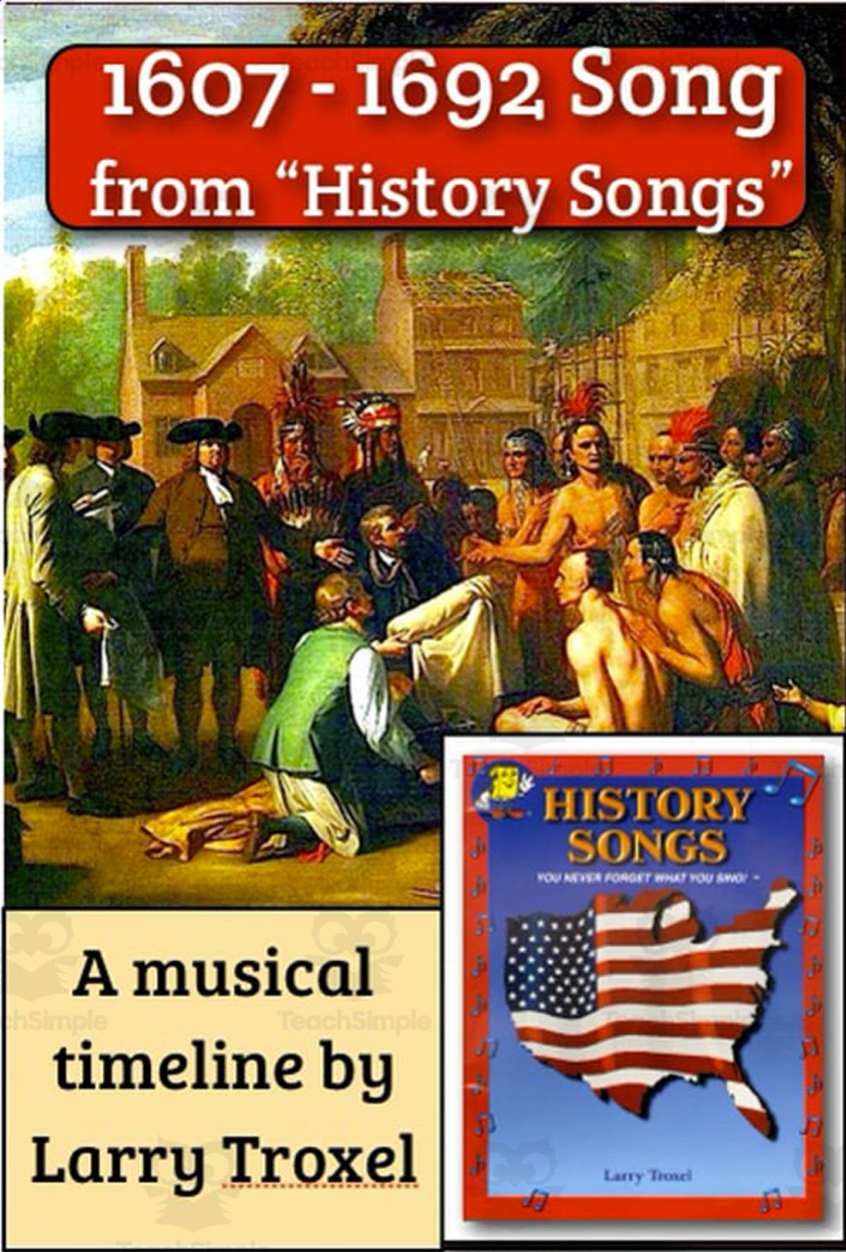 An educational teaching resource from Audio Memory entitled Pilgrims and Puritans Song downloadable at Teach Simple.