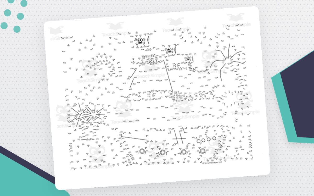 An educational teaching resource from Tim's Printables entitled Pirate Ship Connect the Dots PDF downloadable at Teach Simple.