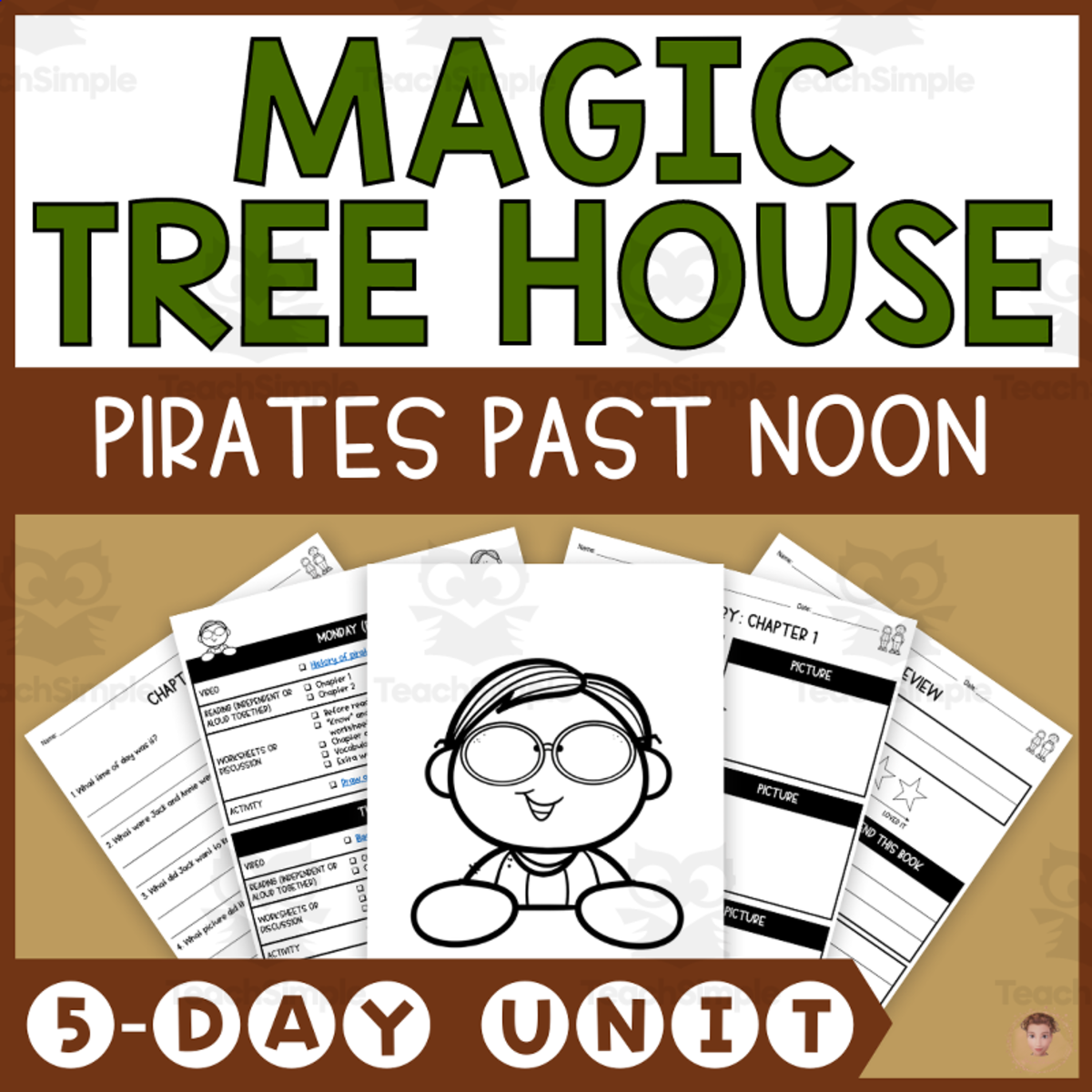 An educational teaching resource from Heather Huhman entitled Pirates Past Noon (Magic Tree House #4 Lesson Plan, Videos, Activities) downloadable at Teach Simple.