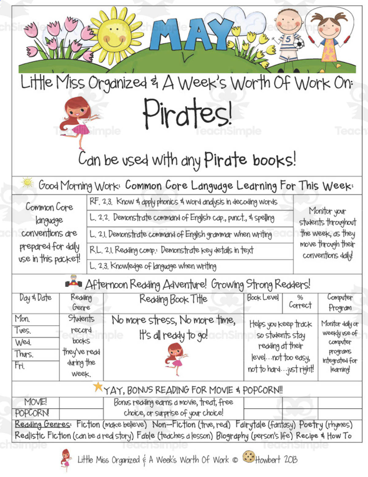 An educational teaching resource from Second Grade Smartypants entitled Pirates | Reading Activity Packet downloadable at Teach Simple.