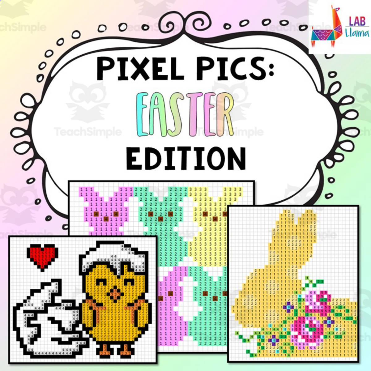 An educational teaching resource from Lab LLama - Computer Skills Resources entitled Pixel Pics Spreadsheet Activity: Easter Edition downloadable at Teach Simple.