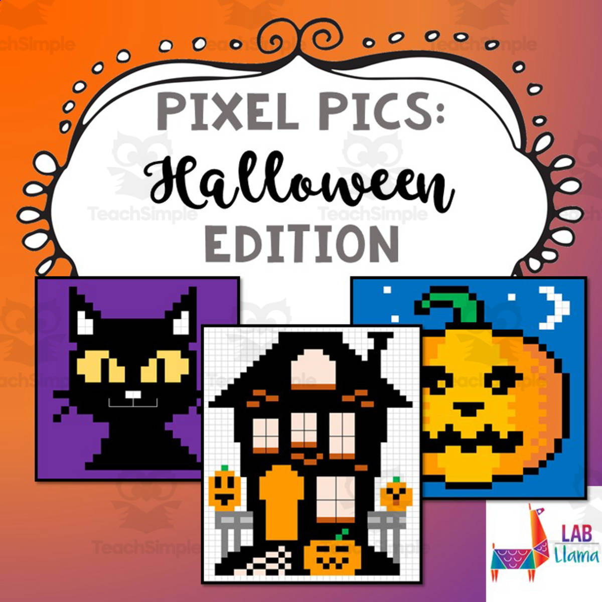 An educational teaching resource from Lab LLama - Computer Skills Resources entitled Pixel Pics Spreadsheet Activity: Halloween Edition #1 downloadable at Teach Simple.