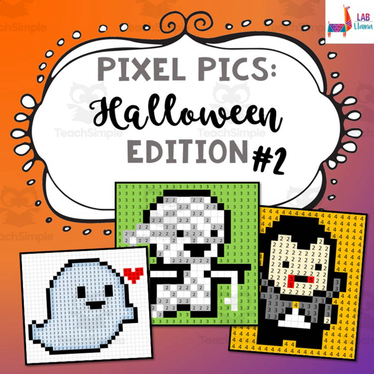 An educational teaching resource from Lab LLama - Computer Skills Resources entitled Pixel Pics Spreadsheet Activity: Halloween Edition #2 downloadable at Teach Simple.