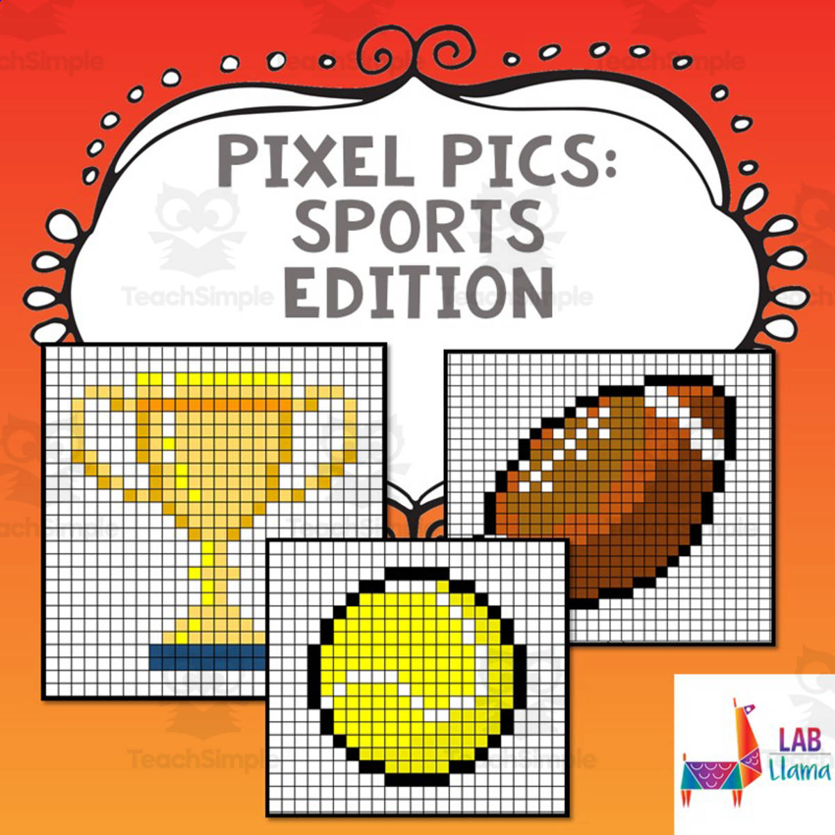 An educational teaching resource from Lab LLama - Computer Skills Resources entitled Pixel Pics Spreadsheet Activity: Sports Edition downloadable at Teach Simple.
