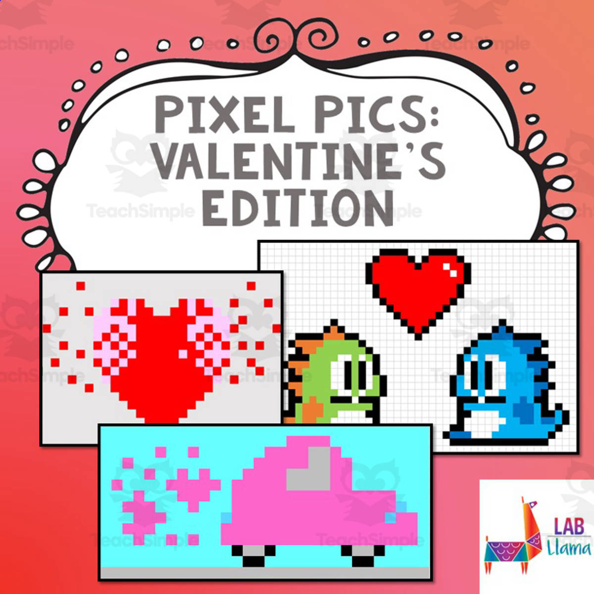 An educational teaching resource from Lab LLama - Computer Skills Resources entitled Pixel Pics Spreadsheet Activity: Valentine's Edition downloadable at Teach Simple.
