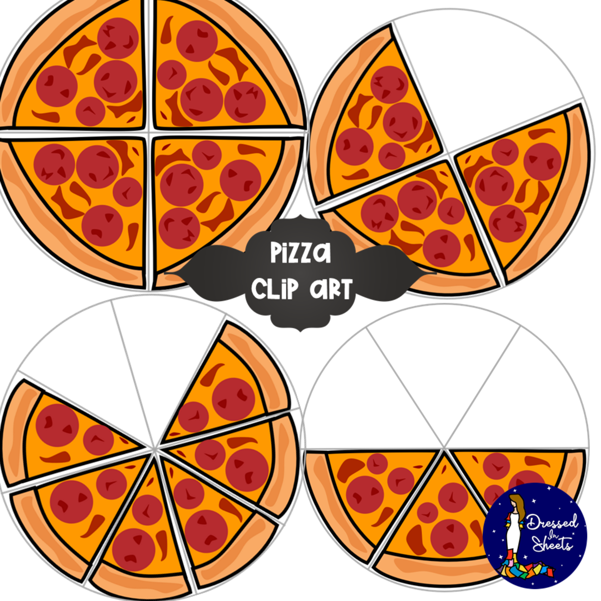 An educational teaching resource from Soumara Siddiqui entitled Pizza Clip Art downloadable at Teach Simple.