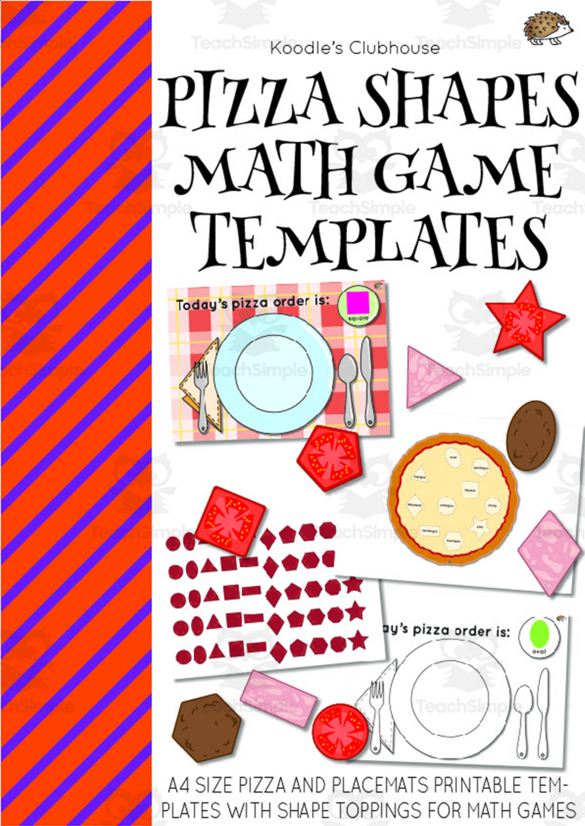 An educational teaching resource from Koodles Clubhouse entitled Pizza Shape Matching Game downloadable at Teach Simple.