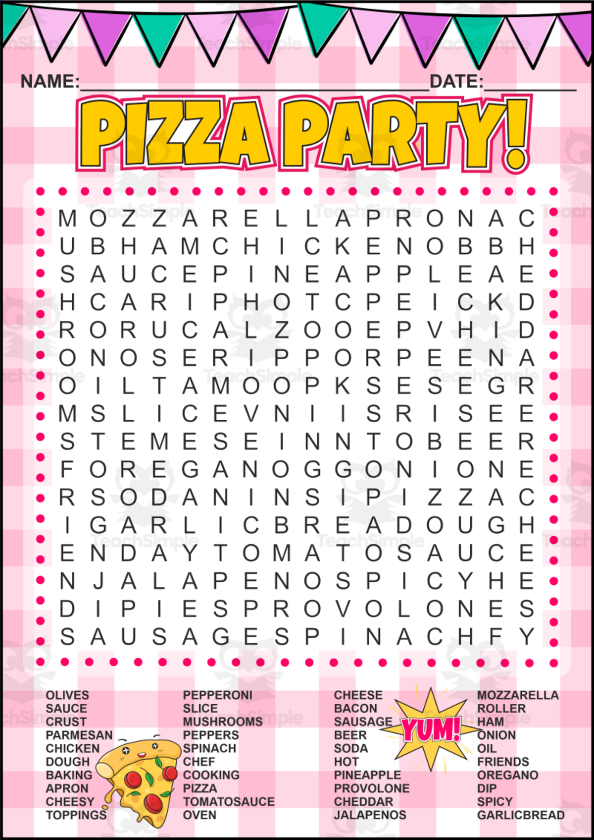 Pizza Word Search Puzzle – Fun Food Activity for Kids & Pizza Parties preview