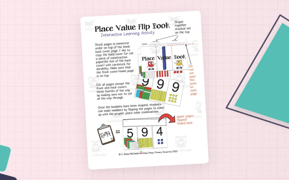 An educational teaching resource from Easy Peasy Primary Resources entitled Place Value Flip Book downloadable at Teach Simple.