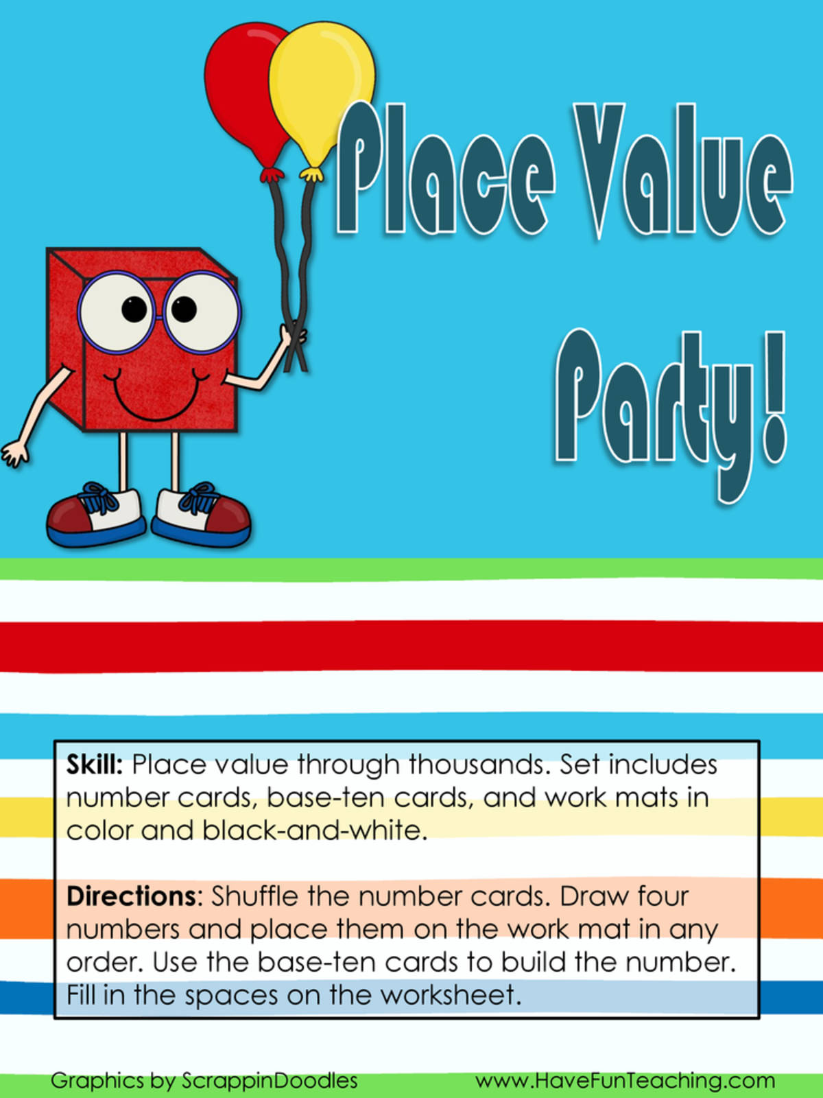 An educational teaching resource from Have Fun Teaching entitled Place Value Party Place Value Activity downloadable at Teach Simple.