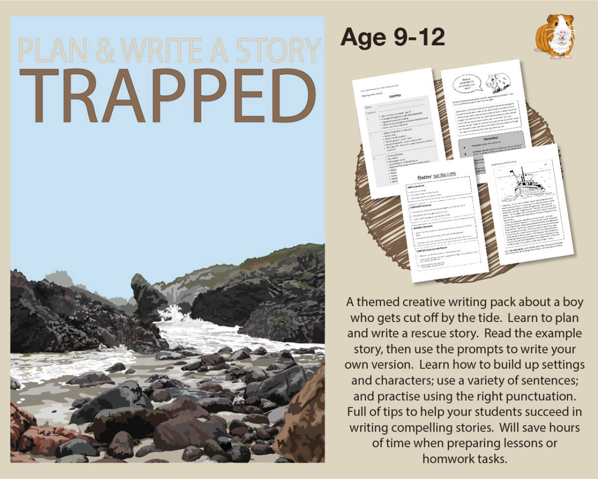 An educational teaching resource from Guinea Pig Education entitled Plan And Write A Story Called 'Trapped' (9-12 years) downloadable at Teach Simple.