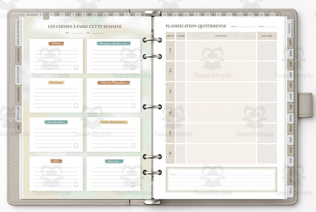 An educational teaching resource from Laprofdefrancais' Shop entitled Planification- Planning sheet and weekly to-do list- French downloadable at Teach Simple.