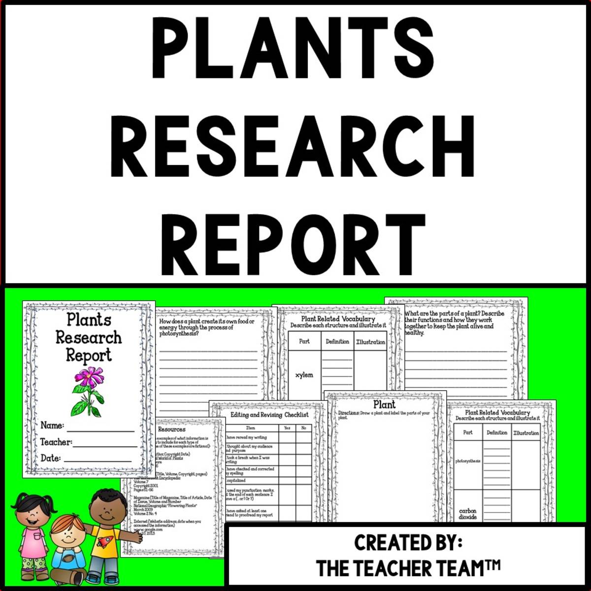 An educational teaching resource from The Teacher Team entitled Plants | Plant Research Report downloadable at Teach Simple.