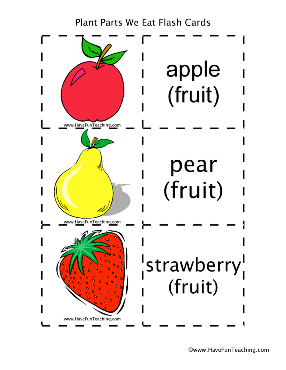 An educational teaching resource from Have Fun Teaching entitled Plants We Eat Flash Cards downloadable at Teach Simple.