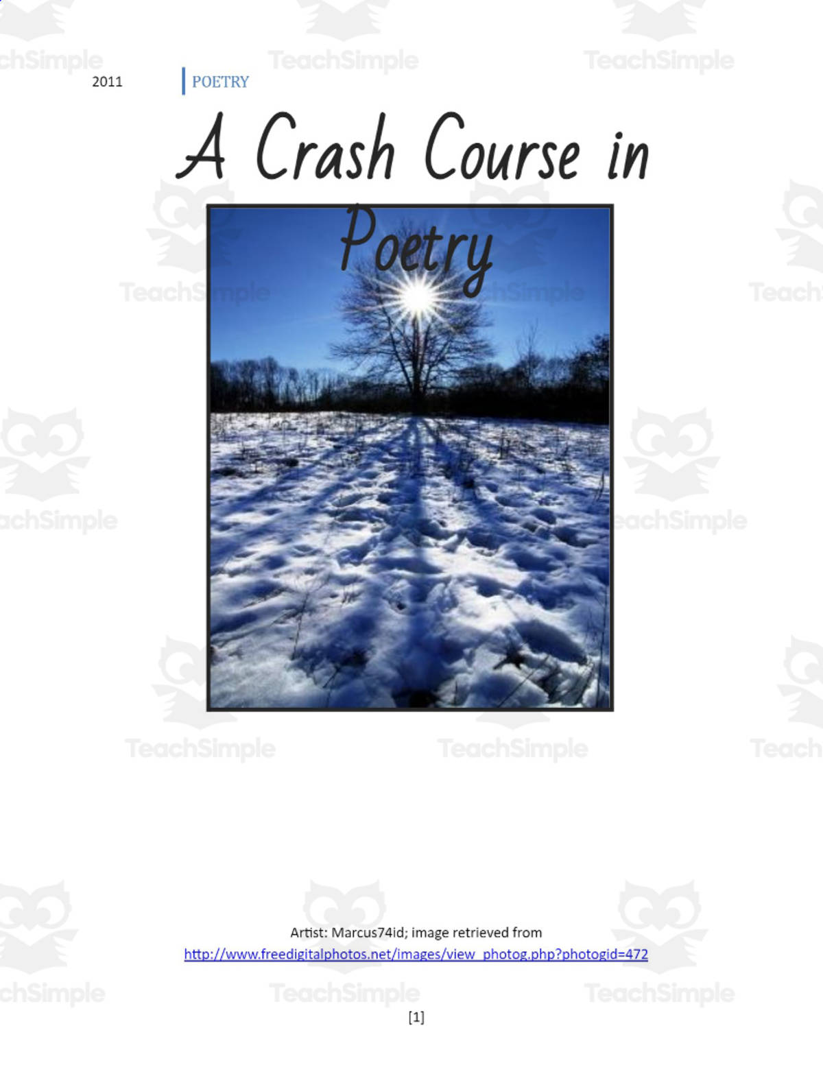 An educational teaching resource from The Education Lab entitled Poetry: A Crash Course downloadable at Teach Simple.